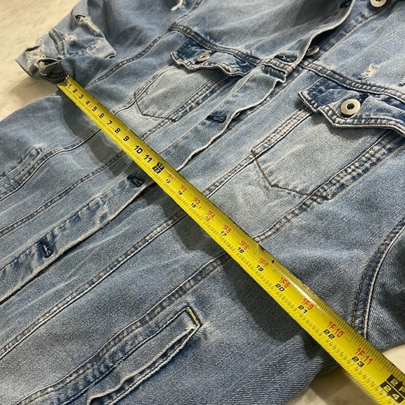 Highway Jeans blue denim Jean long jacket distressed oversized sized XL - Picture 7 of 16